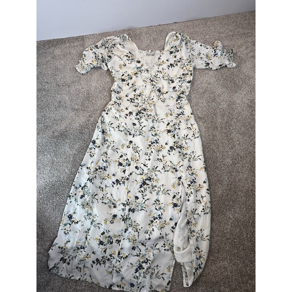 Abercrombie & Fitch Floral Ruffle Sleeve V-Neck Maxi Slip Dress Size Small - Picture 2 of 4